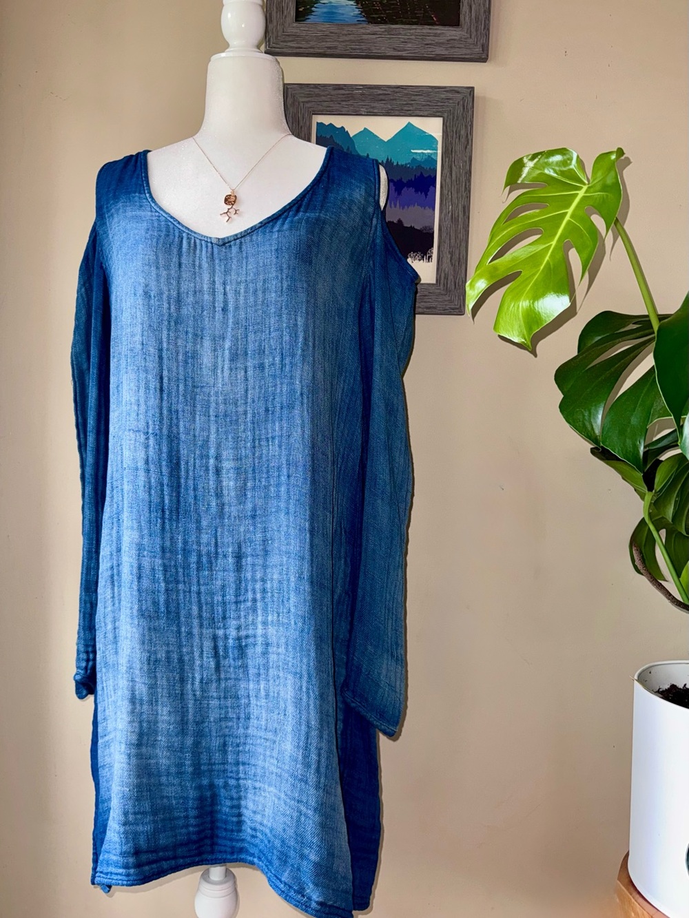 ** ANTHROPOLOGIE ** Cloth & Stone Blue Textured Knit Dress